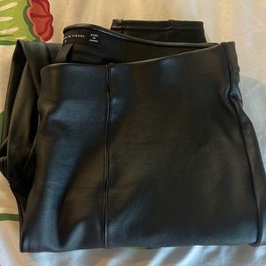 Black faux leather pants